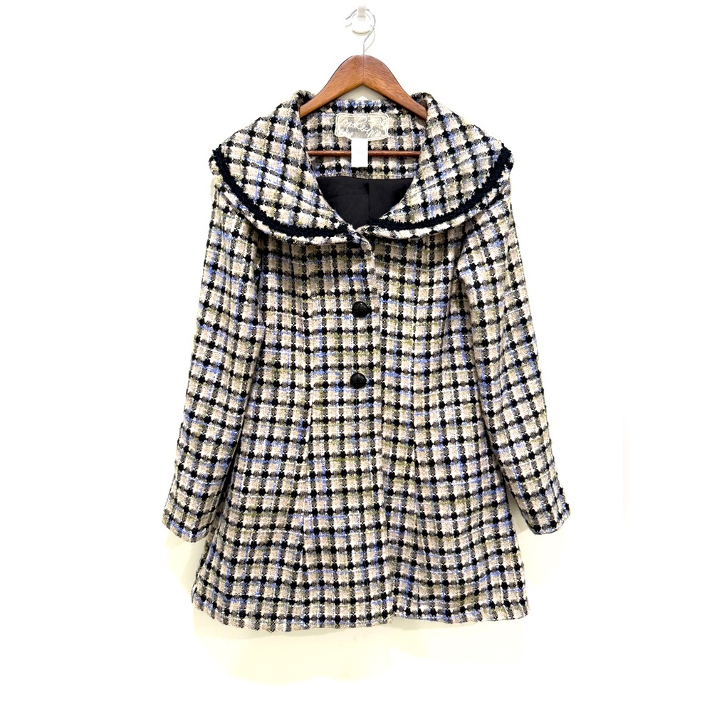 Nick & Mo Houndstooth Pattern Tweed Y2K Wool Blend Buttons Coat Jacket Medium